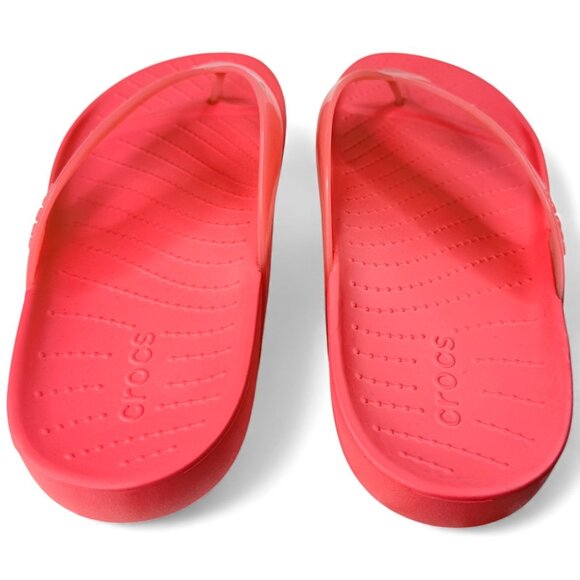 Crocs Women’s Cross Splash Glossy Flip Flops Pink Neon Watermelon Size 9 - Picture 5 of 9